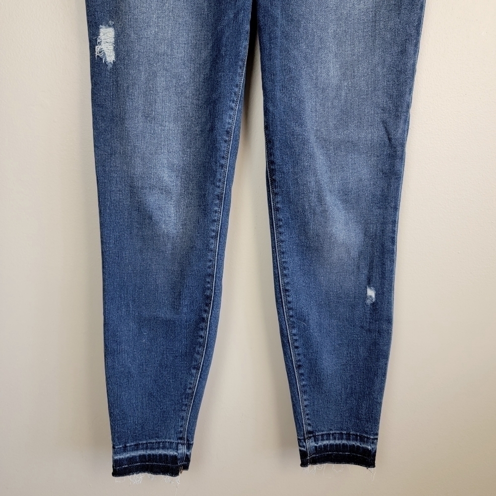 Spanx Pull On High Rise Jegging Distressed Skinny Frayed Step Hem Jeans L - Picture 5 of 12